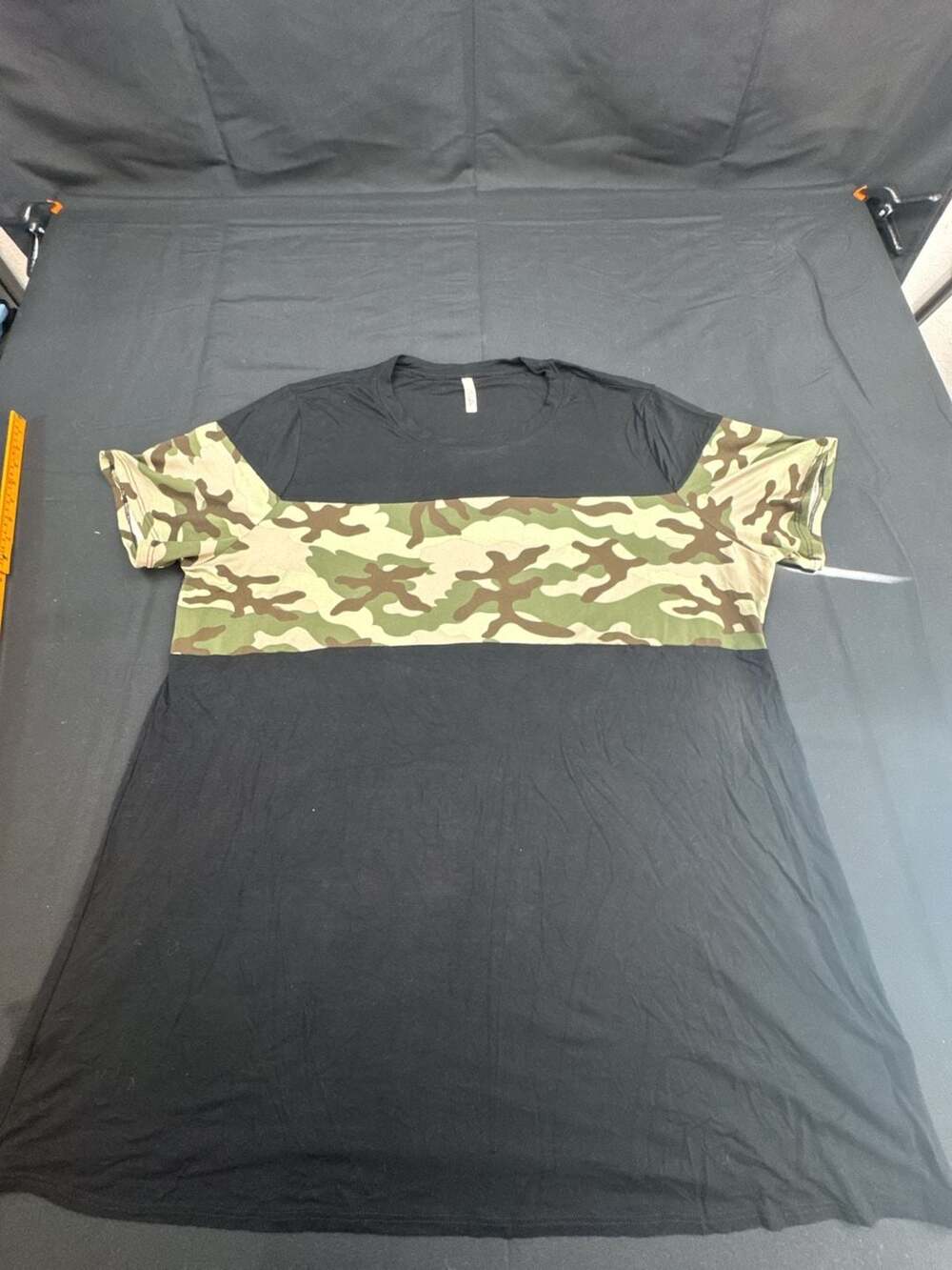 Celeste Plus Size 3XL Black & Camouflage Short Sleeve Colorblock T-Shirt Top